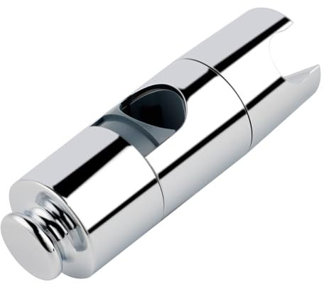 Hibbent Universal Adjustable Shower Holder with Hook - Fits 19-22mm Shower Heads & 18-25mm Rails, ABS Chrome Slider Clamp Bracket