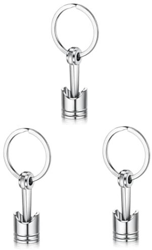 BELLIFFY 3stücke Metallischer Piston Schlüsselanhänger Für Auto Kreative Geschenkidee Silberner Für Taschen Handys Autoschlüssel Langlebige Deko Für Autoliebhaber