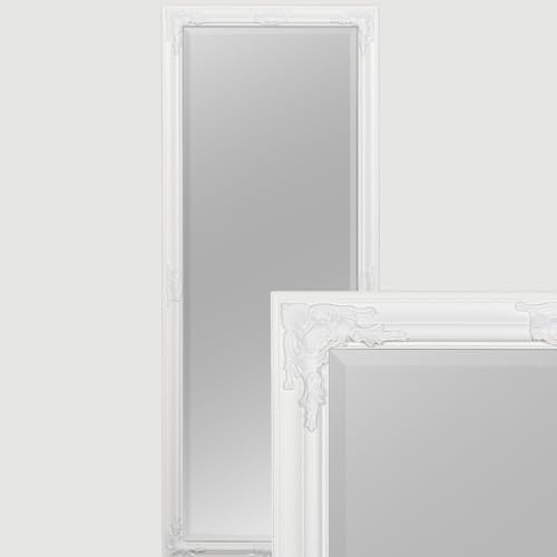 Eleganter Wandspiegel BESSA Weiss-matt 180x60cm Barock Flurspiegel Badspiegel Spiegel Holzrahmen