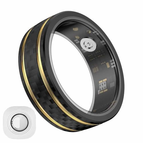 LXIXMQWT Anello Multifunzionale Impermeabile Cardiofrequenzimetro Monitoraggio della Salute e del Fitness Anello di Monitoraggio del Sonno Sportivo Anello Intelligente Ricaricabile(Black,12#)