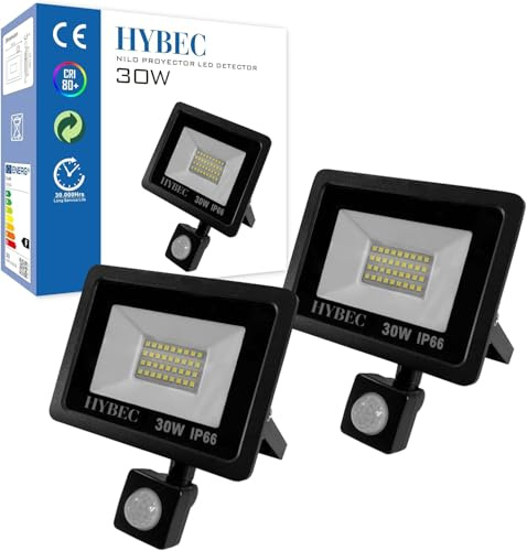 CLAR - Projecteur LED Exterieur Detecteur De Mouvement, Spot Led Extérieur Detecteur De Mouvement, Projecteur Led Extérieur Avec Détecteur, Spot Exterieur Detecteur Mouvement, 30W (Pack 2)