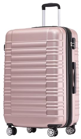 BEIBYE Reisekoffer 2088 Hartschalekoffer Gepäck Koffer Trolley Größe L in 14 Farben (Rosagold)