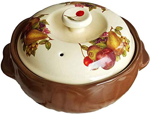 Rustic Casserole Dish 2.0l Vintage Ceramic Covered Soup Pot for Farmhouses - Delicious Stew Cookware