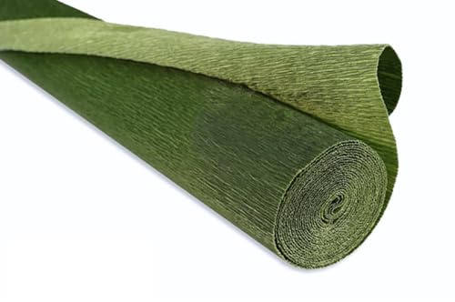 FloristryWarehouse Rotolo di carta crespa da 180 g (50 x 250 cm), colore: verde foglia bicolore (tonalità 562/1)