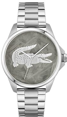 Lacoste LE Croc Collection 3-hands kvartsurverk herrklocka med silverband i rostfritt stål, 2011393