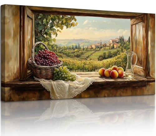 MHARTK66 ästhetische Bilder Wohnzimmer Berg Landschaft Gemälde 50x100 cm | fensterblick, klarer hd-druck, von hand gespannte leinwand, metallhaken, leicht zu reinigen und aufzuhängen, für viele räume.