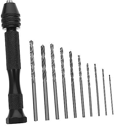 DIYEAH 1 Set Trapano Manuale con Morsa Precisione e Punte Elicoidali Kit per Lavori da Te e Modellismo Design Ergonomico e Antiscivolo per Gioielli