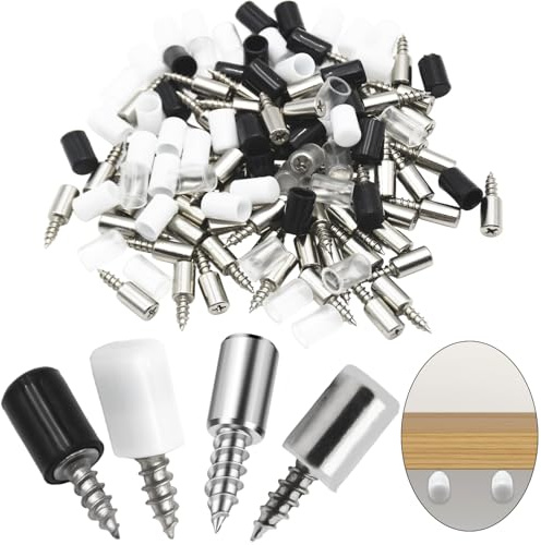 80pcs Shelf Support Pegs, Self-Tapping Screws Cabinet Laminate Support, Screw Shelf Pegs with 120pcs Non-Slip Sleeve,Heavy Duty Metal Shelf Pins for Kitchen Cupboards Cabinet Wardrobe Furniture