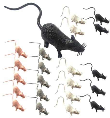TOYANDONA 24pcs Mouse Ornament and Plastic Mouse Figure Set with Black, White, Gray, Pink Courtyard Decor and Micro Landscape Figurines for Outdoor Accessories