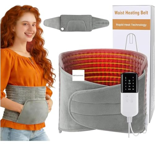 Wärmegürtel Rücken mit 10 Heizstufen, 30x125cm Wärmekissen Mit LCD-Controller, 4 Timer-Einstellungen, Maschinenwaschbar, Schnelles Aufheizen Heizkissen Ideal Für Rücken Bauch Schultern Bein
