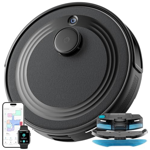 Lefant M2 Robot Vacuum Cleaner with Mop, Powerful 6000Pa Suction, dToF Laser Navigation, 2.4G/5G Wi-Fi, App/Alexa/Apple Watch Control, 160min Runtime, Ideal for Pet Hair, Carpets & Hard Floors