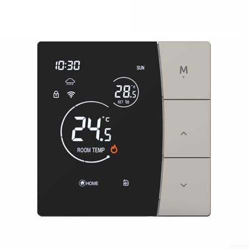 Sumsoctober Thermostat intelligent WiFi pour Tuya compatible avec les plateformes vocales assistantes pour chauffage au sol électrique et chaudières à gaz avec design économe en énergie (gris 3A-WIFI)