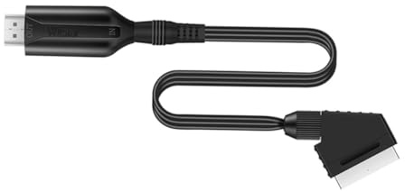 LOLIPPYY Câble Péritel vers Interface Numérique 1 Mètre Convertisseur Audio Vidéo 1080P Adaptateur Scaler pour Téléviseur Magnétoscope Faible Consommation d'Énergie Prise USB