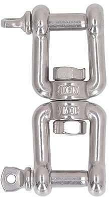 LOCADENCE Connecteur Ancrage Pivotant Mâchoire, Acier Inoxydable 304 Détachable Double Manille Anneau Pivotant Snap Dispositif Manille Roulante pour Connexion Levage Matériel (10 mm)