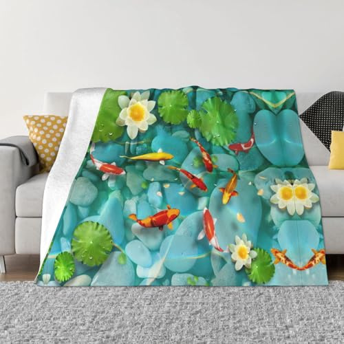 QAZWZML Coperta decorativa per divano, motivo carpa rossa giapponese, calda coperta decorativa adatta per divani e letti, disponibile in 4 misure 152,4 x 127 cm