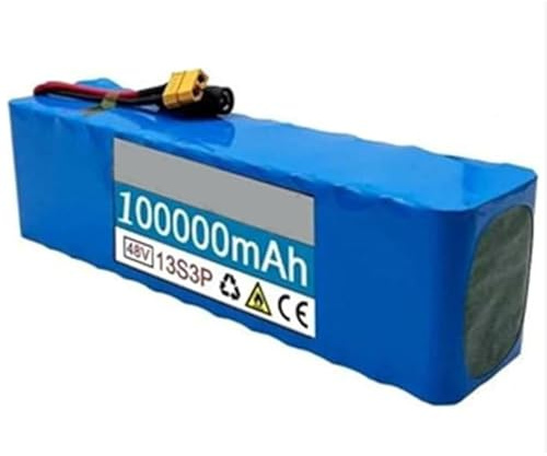 48V Batería De Iones De Litio Impermeable para Bicicleta Eléctrica 100AH 13S3P Batería De Repuesto para Patinete Eléctrico Plegable Batería De Integrada con Cargador XT90