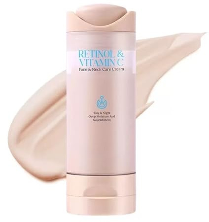 Retinol & Vitamin C Tinted Moisturiser for Mature Skin， Korean Anti-Aging Face Cream for Women ，Day & Night Cream to Reduce Fine Lines & Boost Radiance for Face & Neck