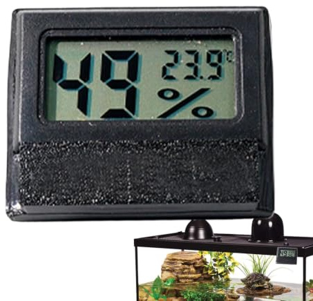 Reptile Hygrometer Small Magnetic Monitor | Reptile Tank Humidity Temp Meter for Leopard Gecko Hermit Crab Lizard Snake Tank Terrarium Enclosure Home Daily