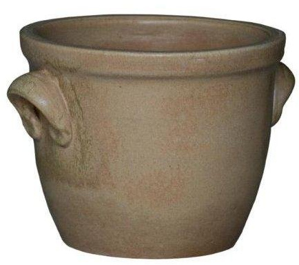 Pflanzgefäß/Blumentopf/Pflanzkübel Venus II mit Henkel, 19 x 15 cm, antik (Sandfarben) aus Steinzeug-Keramik (hochwertiger als Steingut)