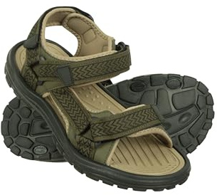 Mountain Warehouse Crete Mens Sandals - Durable Summer Shoes, Sturdy Grip, Cushioned Footbed, Neoprene Lined, Hook & Loop Straps Beach Shoes - for Spring Travel, Walking, Khaki, 9 UK