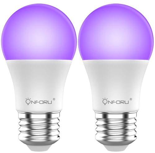 Onforu 2 Pezzi 9W Lampadine UV LED, Luce Nera Lampadine E27, Black Light, Illuminazione Ultravioletto per Party Feste Discoteca Natale Club Body Art Neon Party ecc