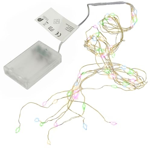 Nipach GmbH 2er Set Lichterregen – 2 x 64 LED bunt 8 silberne Drähte mit je 8 LED Batterie Timer Lichterkette Weihnachtsdeko Partydeko Lichterbündel Xmas