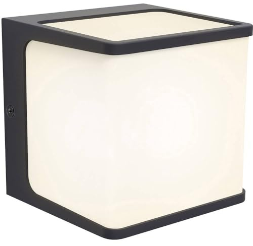 LED Außenwandleuchte Doblo, moderne Wandleuchte aus Aluminium in Anthrazit, Wandlampe 15 Watt, 800 Lumen, 3000 Kelvin, eckige Wandleuchte für Terrasse/Hof/Haustür, IP54 wetterfeste Außenlampe