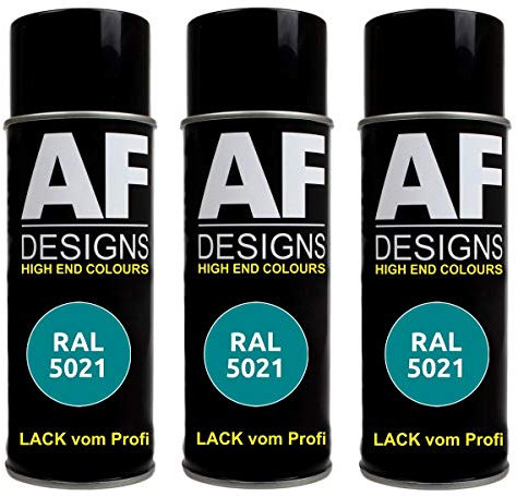 Alex Flittner Designs 3x RAL Lackspray Autolack Buntlack Spraydose RAL5021 WASSERBLAU matt