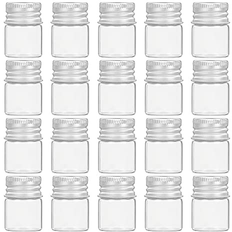 BENECREAT 20Pcs 5ml Versiegelte Glasflasche Mit Schraubverschluss Aus Aluminium Klare Flüssigkeitsprobenflasche Für Message Bottle, Wünsche Flasche