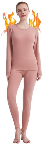 Thermal Underwear Women Long Johns Womens Thermal Underwear Sets Solid Ultra Soft Base Layer Gifts with Box (Pink, XX-Large)