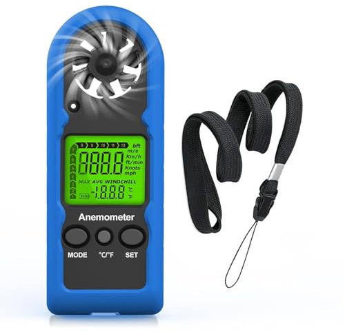HoldPeak Handheld Anemometer Mini, 65MPH Small Wind Speed Meter Gauge Air Flow Velocity Temperature Measuring Device for Outdoor Sailing Surfing Drone Flying Golf Shooting HVAC 816BH