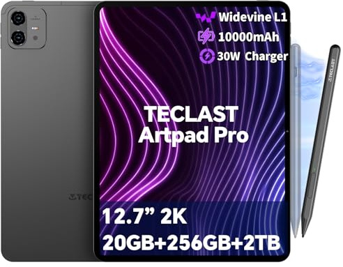 TECLAST Artpad Pro Tablette 12.7 Écran 2K | Helio G99 | Dual SIM 4G LTE | 20Go RAM+256Go ROM | 10000mAh Charge 30 W | Widevine L1 | Tablette avec Stylet