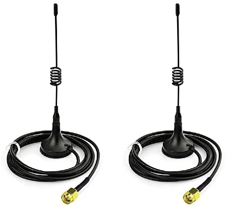 Fasizi Lot de 2 antennes Omni, 433 MHz, avec base magnétique et connecteur SMA mâle, impédance 50 Ohms – 5DBI