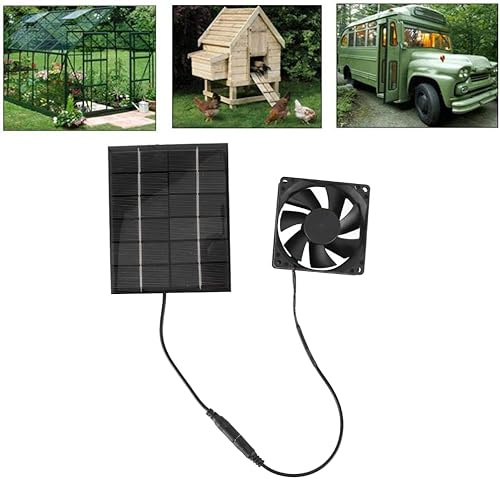 Fyearfly Solar Abluftventilator, 8 cm 2 W Solarpanel Kit, Hühnerstall Gewächshaus, Mini Solar für Wohnmobil, Yacht, Hund, Hühn