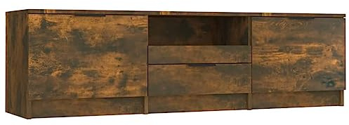 vidaXL TV Schrank Lowboard TV Möbel Tisch Board Sideboard Fernsehschrank Fernsehtisch HiFi-Schrank Räuchereiche 140x35x40cm Holzwerkstoff