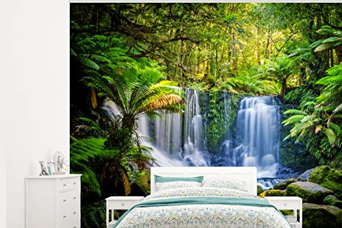 Selbstklebend Tapete Wandpapier Wandaufkleber Fototapete Tapeten Wanddeko 375x300 cm Dschungel - Wasserfall - Australien - Pflanzen - Natur
