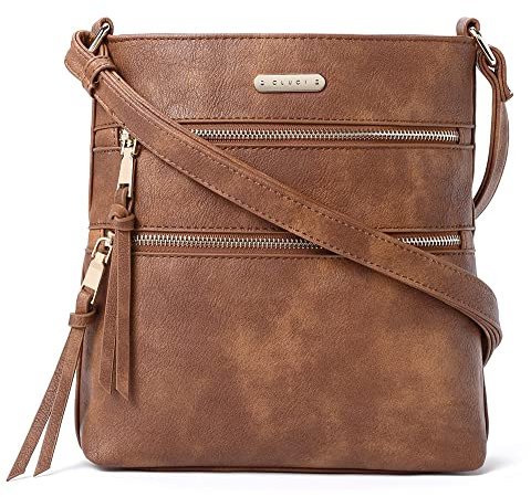 CLUCI Umhängetasche Damen PU Leder Schultertasche Mittelgroß Reißverschlusstasche Verstellbarer Riemen Weich Stylisch