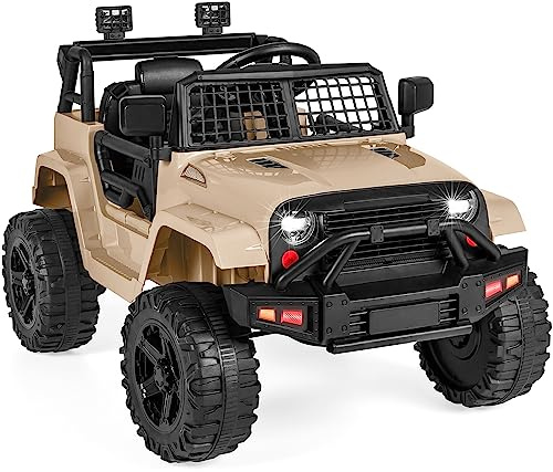 Best Choice Products 12V Kids Electric Vehicle Toy Ride On Car with Parent Remote Control for Toddlers, Seat Harness, 61 lbs Weight Capacity, Locking Doors, Spring Suspension, Bluetooth - Sand