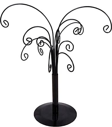 Fofetbfo Schwarzer Schmuckbaum-Turmständer, Baum-Schmuck-Hängeständer, Metall-Schmuck-Organizer, Ständer, Ohrringhalter, Ohrring-Turmständer für Halskette, Haar-Accessoires, Ohrringe(Schwarz)