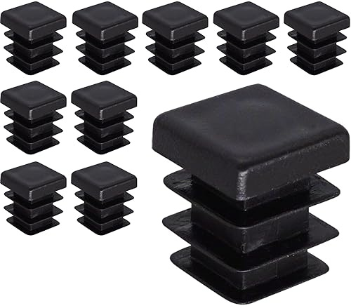SKIR'CO (10 Stück) Vierkantstopfen aus Kunststoff 12x12 mm Mattenrohr-Endkappen Vierkantrohreinsätze Zaunpfostenstopfen Schwarz RAL 9005