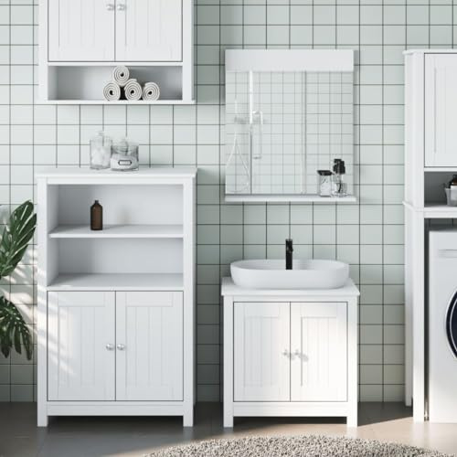 ShGaxin Juego de Muebles de baño Berg 3 pzas Madera Maciza Pino Blanco, Muebles para Baño, Muebles para Lavabo, Armario Baño - 3206498