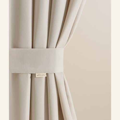 ROOM99 Fermatenda per tende 8 x 120 cm (larghezza x lunghezza), fascia decorativa per tende, tenda da esterni, beige chiaro, 1 pezzo