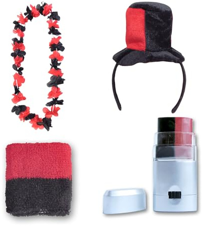 Sonia Originelli Fanset Fanartikel Zylinderhut als Haarreif, Blumenkette, Schminkstift, Schweißband EM WM Fussball Farbe: Albanien