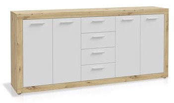 moebel-eins BEGGY Sideboard, Material Dekorspanplatte, Artisan Eiche Nachbildung/Weiss