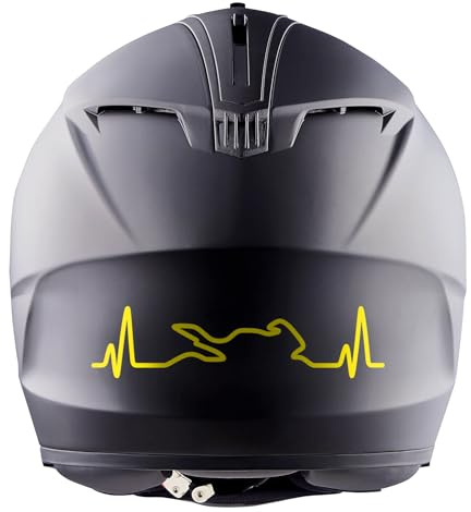 Finest Folia Aufkleber Herzschlag Bike 2 Stück je 12,2x3cm Sticker für Motorrad Auto Motorradhelm Motorradaufkleber Kfz Zubehör selbstklebend K158 (Schwefelgelb)