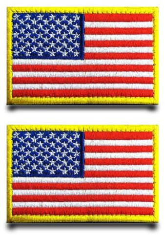 2 stycken guld USA flagga patch broderi taktisk militär lapp, lappar med nylon airsoft för taktiska kläder jacka broderiband väskor märken ryggsäckar