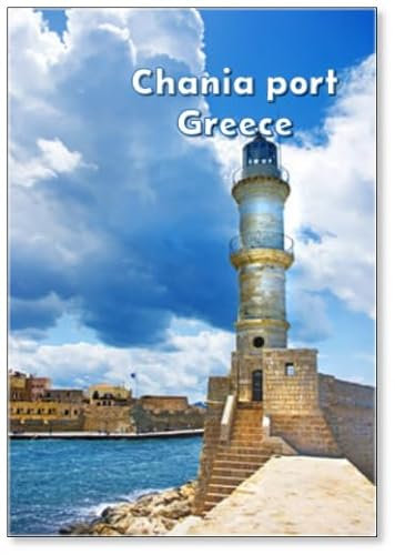 Kühlschrankmagnet, Motiv: Altes Lichthaus im Hafen von Chania, Kreta, Griechenland