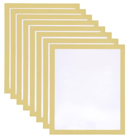 QUARKZMAN 8 Stück A4 Magnetrahmen, Info-Rahmen Selbstklebend Aufklappbarer Magnetrahmen mit Magnetverschluss, Bilderrahmen für Dokumente, Poster, Hinweise,Gold (31.5 x 25cm)