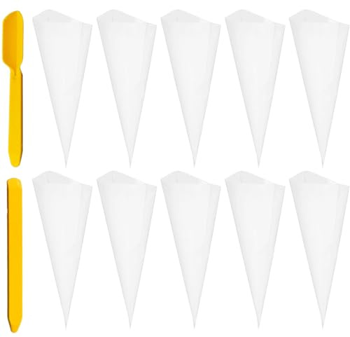 PGKDYC 20Pcs Grout Bag with 2Pcs Tile Caulk Tool, Heavy Duty Tip Tear Puncture Resistant Cement Sealer Bag, Clear, Grout Tool for Mortar Cement Tile