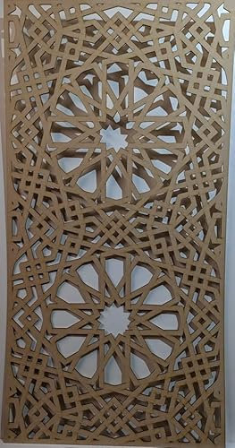 Wooden mesh Decorative Panel, Wall partition, Radiator Cover Grille, Cut-Outs, Kitchen Furniture, Laser Cut in 3mm Thick MDF (Size 1200mm x 610mm) Moroccan M1 Pattern. Made in The UK. (unprimed)